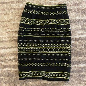 J. Crew NWT - Black/Neon Yellow Pencil Skirt